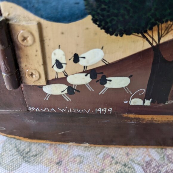 Original Art by Sylvia Wilson - Signed and Dated - OOAK - Small Wood Cabinet - Picture 3 of 11